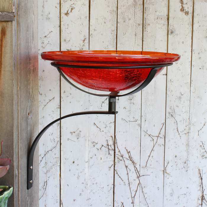 Crackle Glass Bird Bath 12